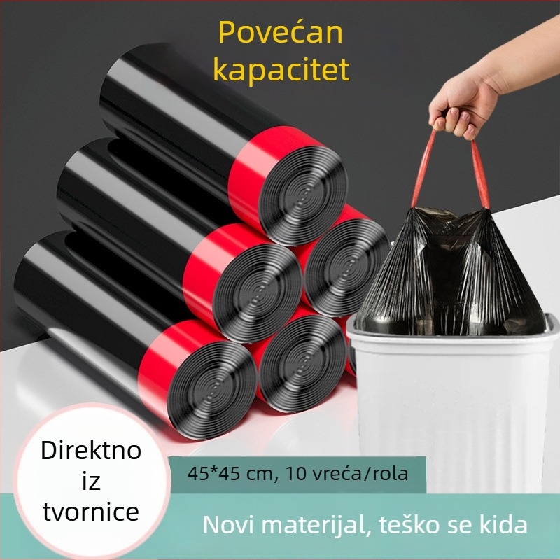 Crne vreće za smeće sa šnuralom, bez poderivanja, s ručkom, plastične, velike veličine, za dom i privatnost u studentskom domu