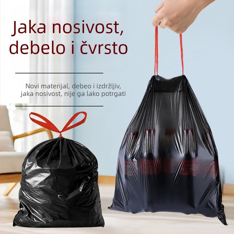 Crne vreće za smeće sa šnuralom, bez poderivanja, s ručkom, plastične, velike veličine, za dom i privatnost u studentskom domu