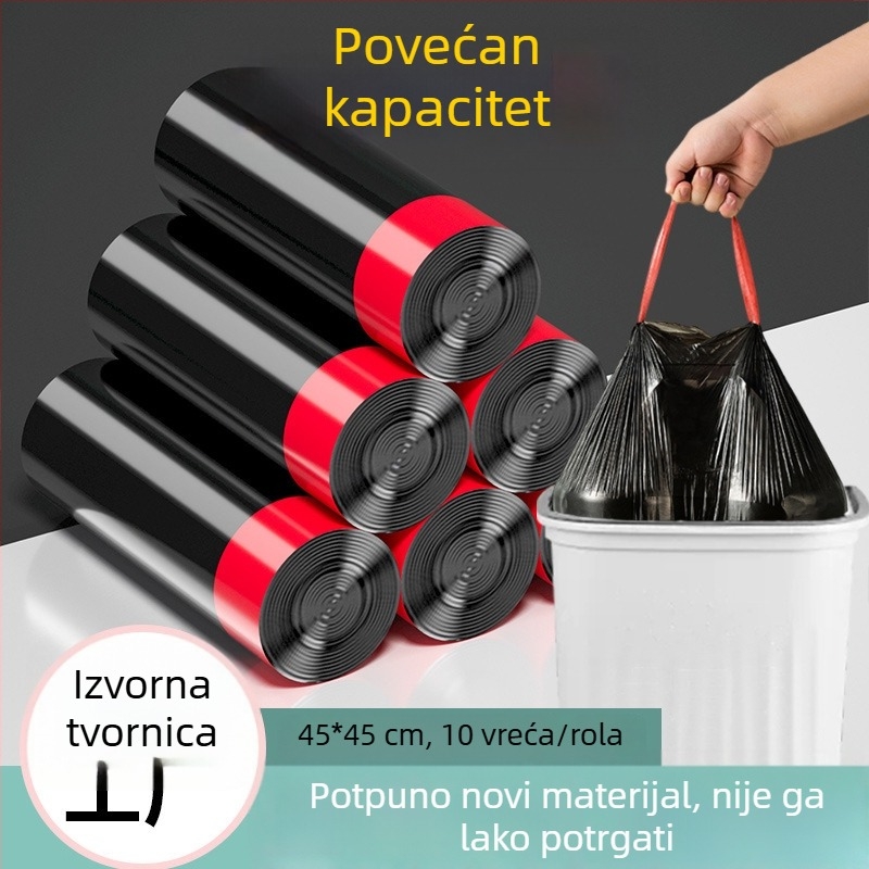Crne vreće za smeće sa šnuralom, bez poderivanja, s ručkom, plastične, velike veličine, za dom i privatnost u studentskom domu