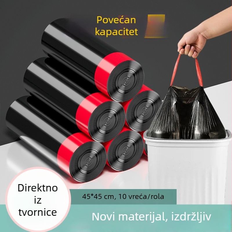 Crne vreće za smeće sa šnuralom, bez poderivanja, s ručkom, plastične, velike veličine, za dom i privatnost u studentskom domu