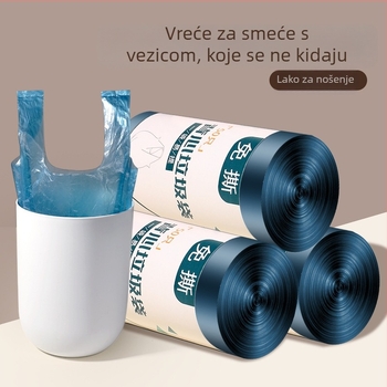 Vrećica za otpad u stilu prsluka, jednokratna, debeli materijal, crna, velika kapaciteta, za kuhinjski koš