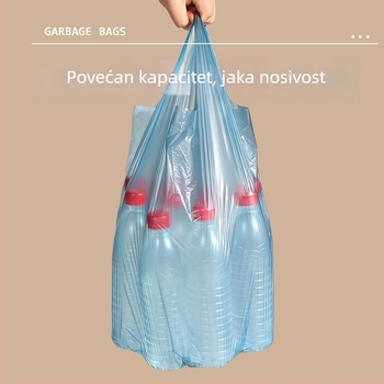 Vrećica za otpad u stilu prsluka, jednokratna, debeli materijal, crna, velika kapaciteta, za kuhinjski koš