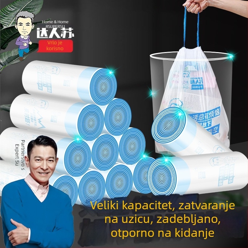 Kućne vreće za smeće sa šnrom za zatvaranje, debele, prenosne, kuhinjske plastične vrećice
