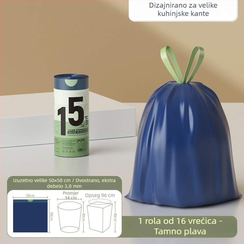 Kuhinjske vrećice za otpad bez kidanja, iznimno debele, velike veličine, s vrpcom, visok kapacitet