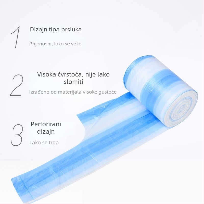 Miaojie vreće za smeće s šarenim prugama, stil prsluka, velike veličine, u rolama, za kućnu i uredsku upotrebu, prijenosne plastične vreće