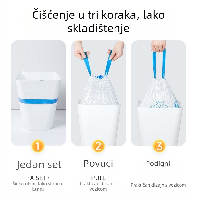 Sodolike vreće za smeće sa šnalom, 100 komada, 45 × 50 cm, debele, serigrafski tisak, PE materijal