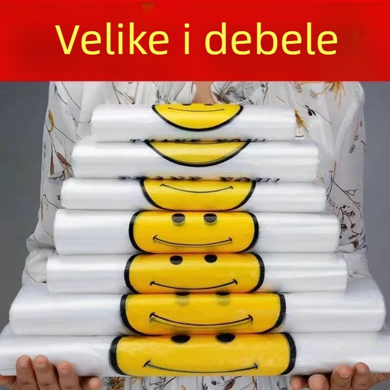 Jednokratne prozirne plastične vrećice sa smiješkom, izdržljive za kupovinu i otpad