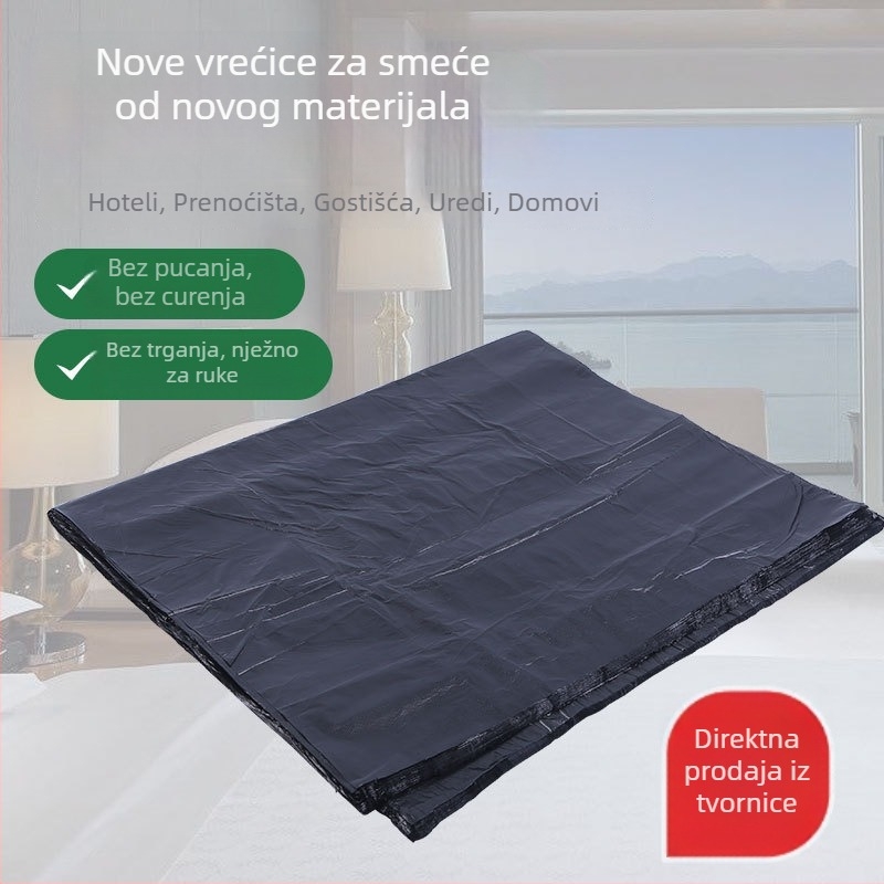 Debele crne vreće za otpad s plosnim otvorom, jednokratne, 45×50 cm, HDPE