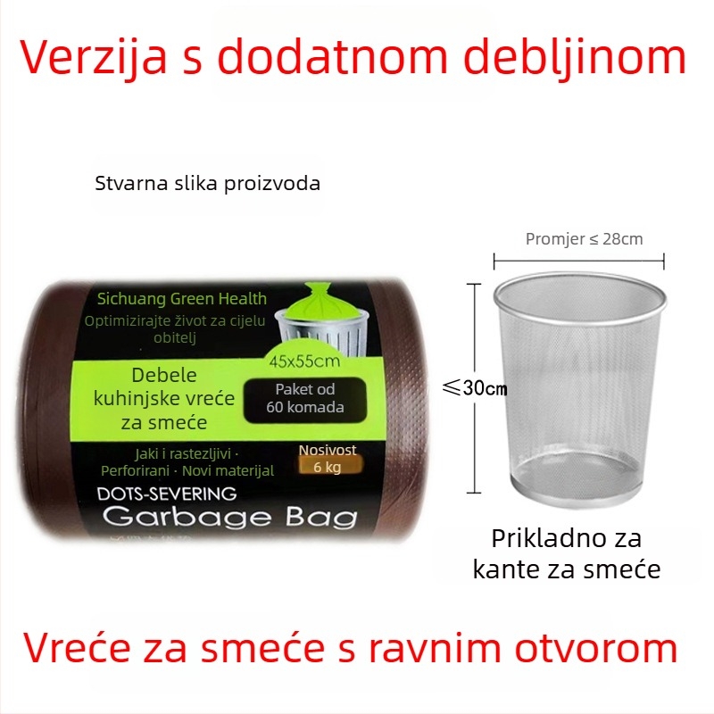 Velike jednokratne vreće za smeće za kućnu i poslovnu upotrebu, ekstra debeli, prijenosne plastične vreće, pakiranje od 30 rolni