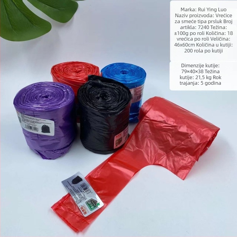 Velike role vreće za otpad, debeli, jednokratni, dizajn prsluka s perforacijom, za kućanstva, ured, hotel ili školu