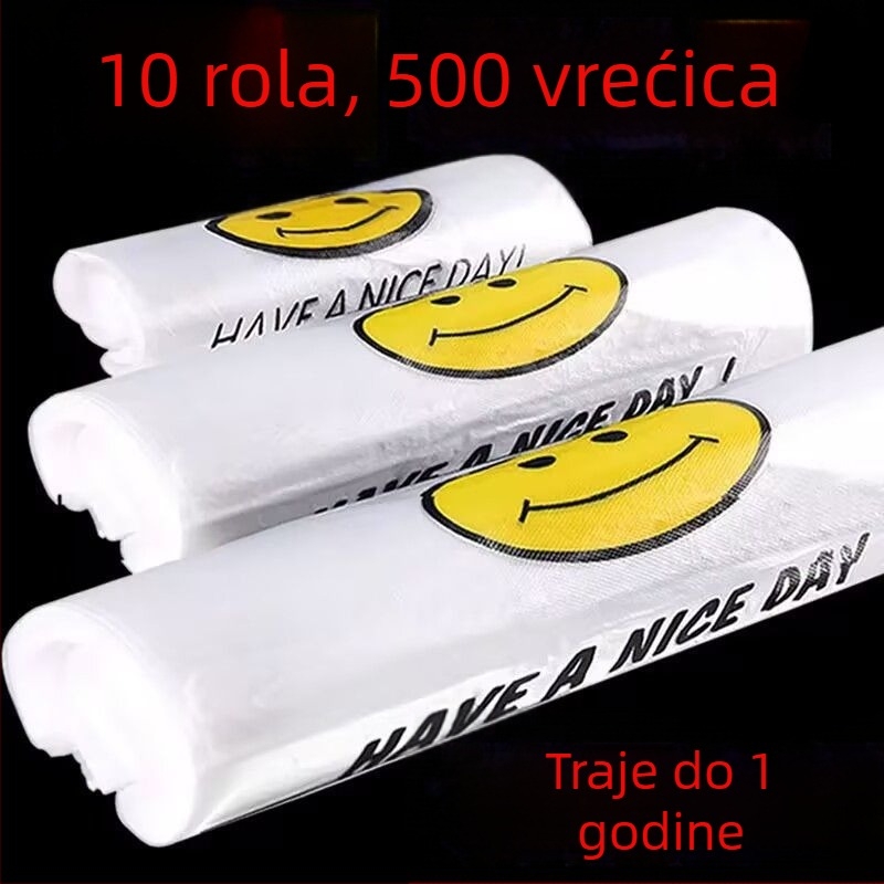 Plastična vrećica sa smeškom, debela, prehrambene kvalitete, za kupovinu i dostavu hrane
