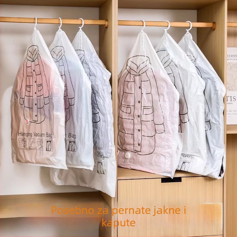 Vakumska kompresijska torba za pohranu jakni, viseći tip, organizator garderobe