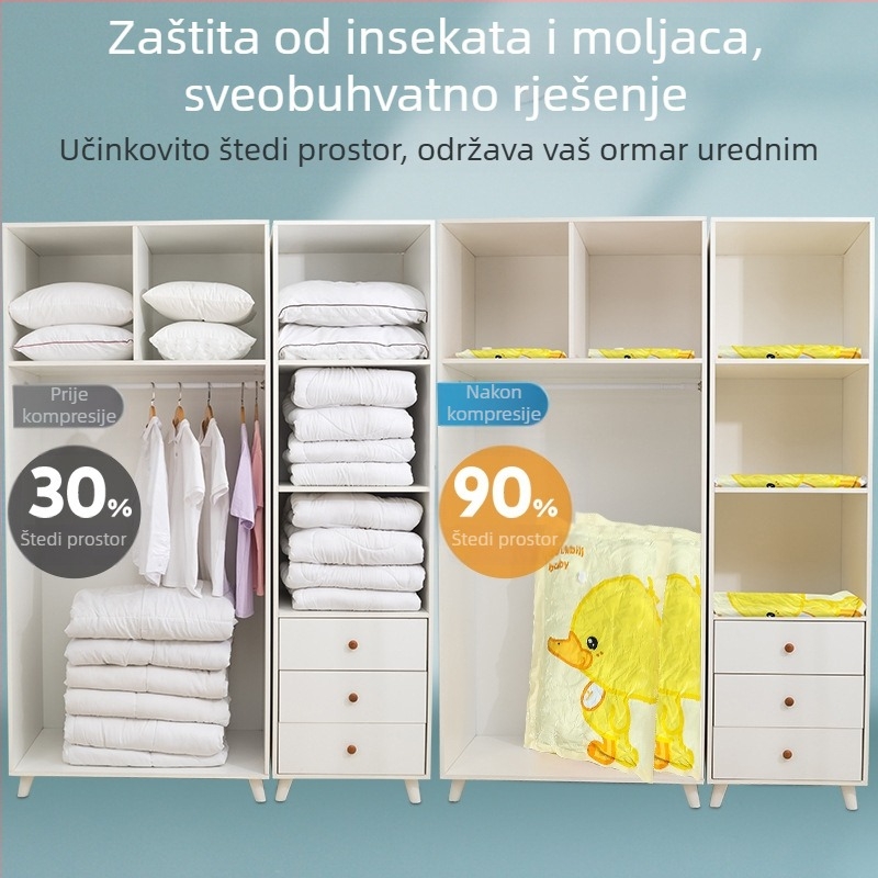 Vakumske kompresijske vreće za odjeću i jorgan, s dizajnom male žute patke
