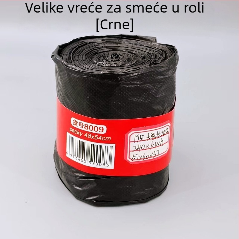 Debele vreće za smeće, na velikom rolu, ravnog otvora, velike veličine, crne i šarene, kućno čišćenje