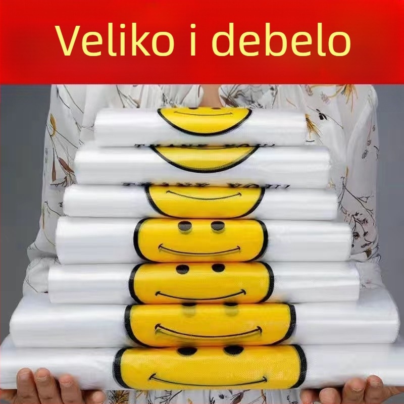 Jednokratne plastične vrećice sa osmijehom, prozirne vrećice za kupovinu i pakiranje, debele