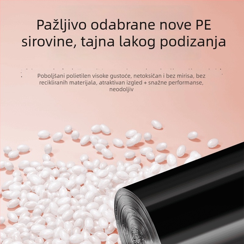 Torba za čišćenje u stilu veste, crna, četiri rolne, izdržljiva, velika vreća za otpad.