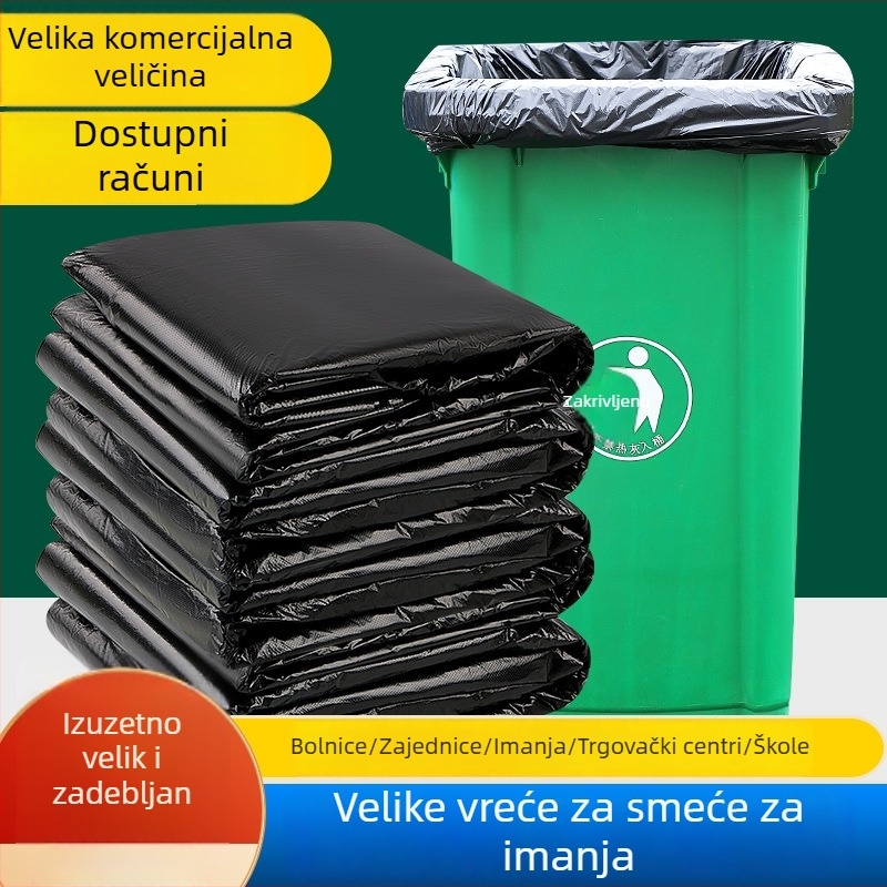 Vreće za smeće za kućanstvo i komercijalnu upotrebu, raznih veličina, deblje crne, za kuhinju i ured, prenosno pakiranje