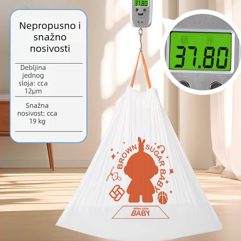 Debele vrećice za smeće s vrpcom i ručkom, za kućnu upotrebu, izdržljive s automatskim zatvaranjem
