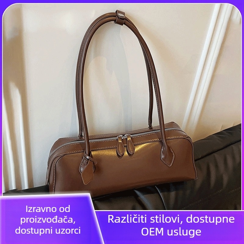 Ženska torba s dugim remenom, baguette oblik, PU koža, podstava poliester, zatvarač na zip