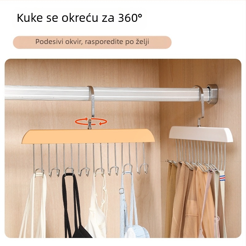 Višenamjenski vješalica s kukicama za šale i kravate; držač za donje rublje, šešire i hlače; valovita vješalica za garderobu