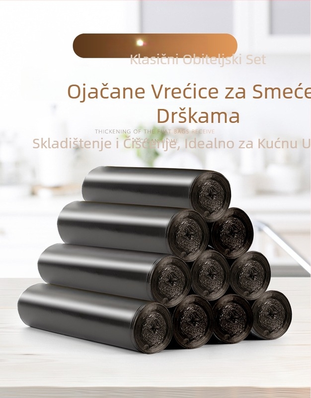 Domaće, ekstra debeli vrećice za smeće, kuhinjske, velike, crne, prenosne, otporne na curenje