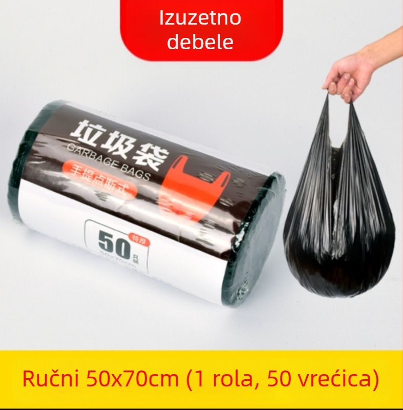 Domaće, ekstra debeli vrećice za smeće, kuhinjske, velike, crne, prenosne, otporne na curenje
