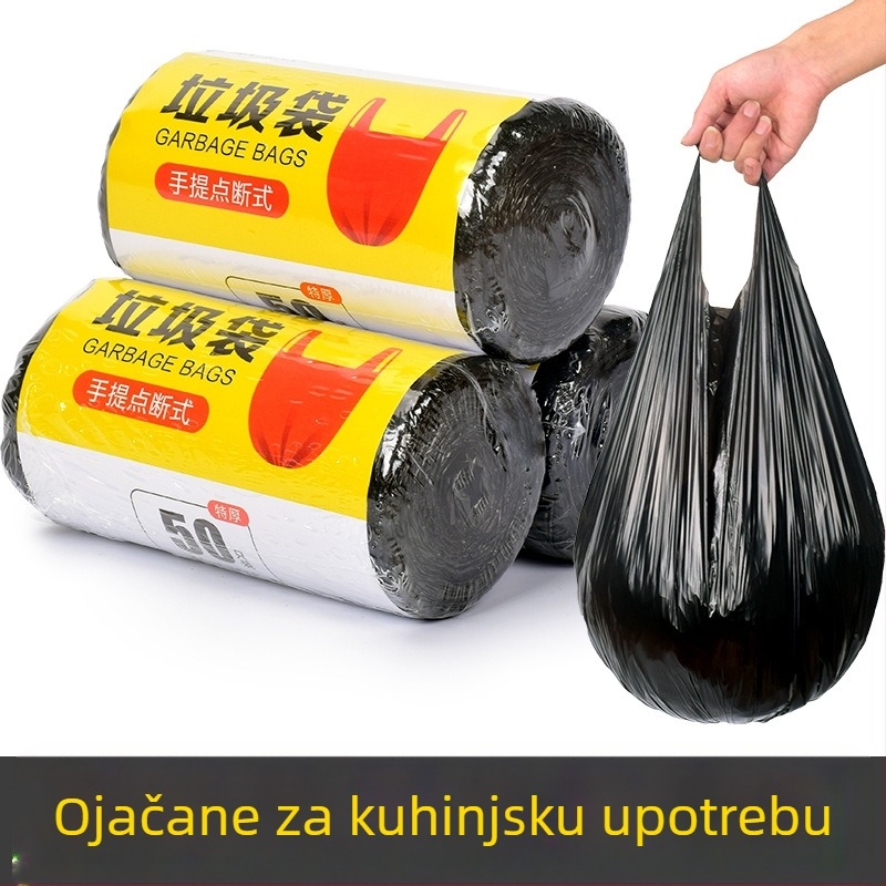 Domaće, ekstra debeli vrećice za smeće, kuhinjske, velike, crne, prenosne, otporne na curenje