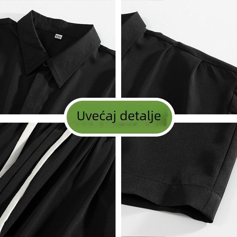 Muški ljetni set košulje i hlača od ice silk, opuštena silueta, casual stil