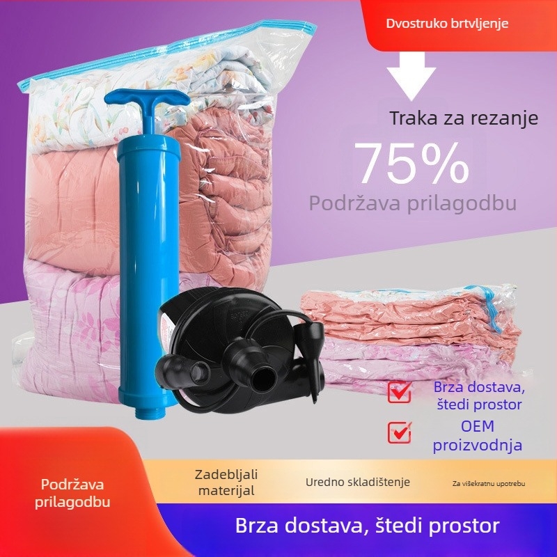 Trodimenzionalna vakuumska vrećica za kompresiju, 60×90×28 cm, za pohranu ćebeta