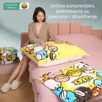 Službeno licencirana vakuumska kompresijska vreća Little Yellow Duck, bez pumpe, za preseljenje odjeće i pohranu deke