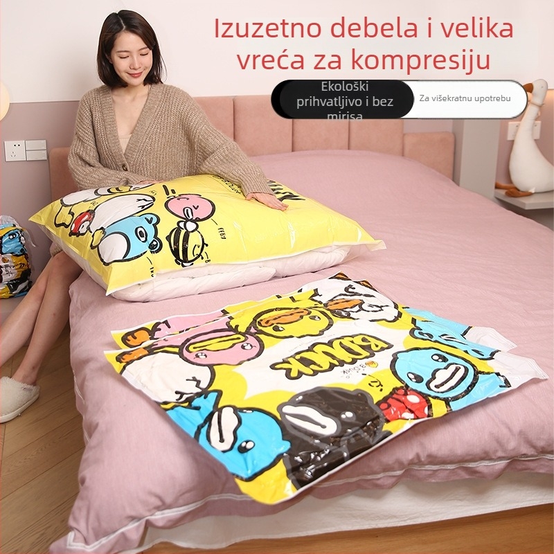 Službeno licencirana vakuumska kompresijska vreća Little Yellow Duck, bez pumpe, za preseljenje odjeće i pohranu deke