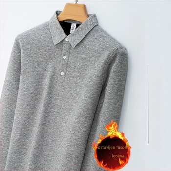 Prilagođena visokokvalitetna fleece polo košulja za muškarce, 430 g debela pamuk-elastična tkanina, topla ležerna košulja