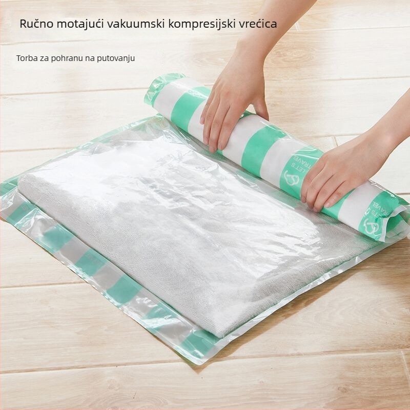 Ručna rola vakuumska kompresijska vreća za putovanja i skladištenje odjeće, tip rolanja, bez pumpe, veličine 35x50, 40x60, 50x70 cm
