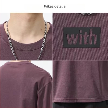 Premium muška ljetna majica kratkih rukava s okruglim izrezom, ležernog kroja, osnovni sloj, američki streetwear stil
