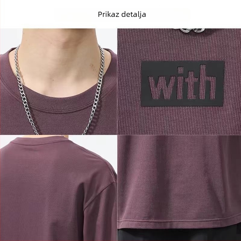 Premium muška ljetna majica kratkih rukava s okruglim izrezom, ležernog kroja, osnovni sloj, američki streetwear stil