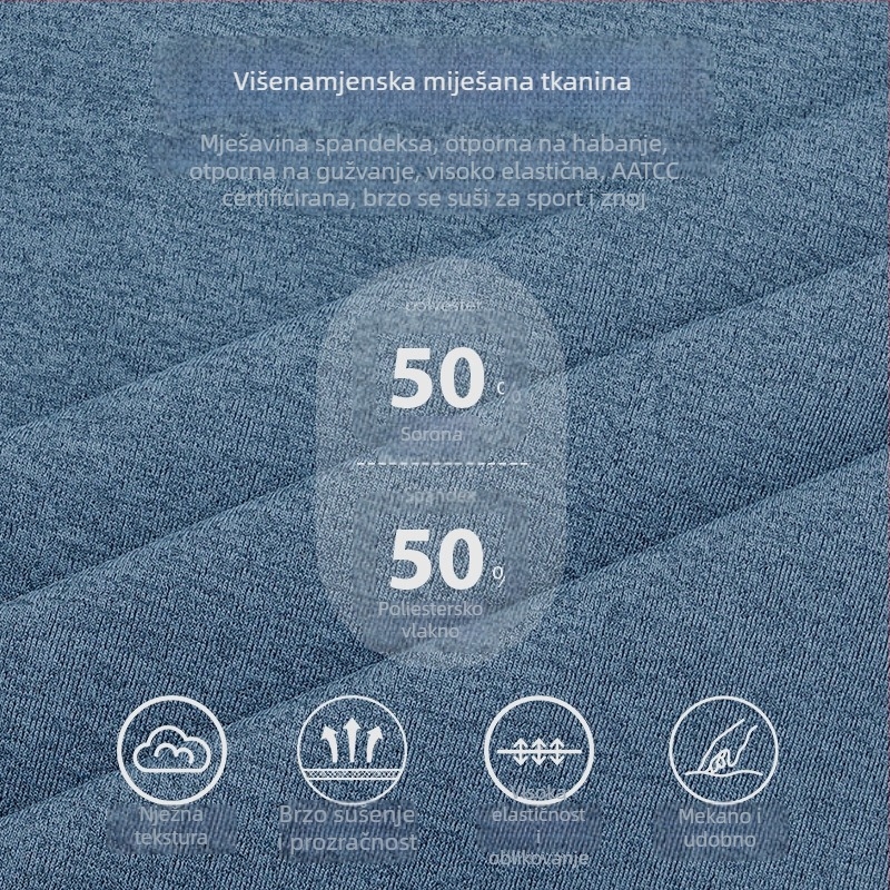 Muška kratka majica s kratkim rukavima, brzo se suši, antibakterijska, prozračna, okrugli izrez, zaštita od sunca, za trčanje i fitness.