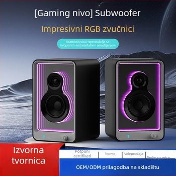 Hi‑Fi stolni Bluetooth zvučnik s RGB osvjetljenjem, dizajn police za knjige, 4 zvučnika