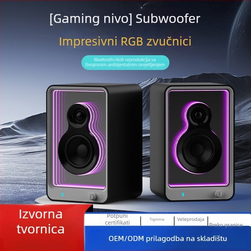 Hi‑Fi stolni Bluetooth zvučnik s RGB osvjetljenjem, dizajn police za knjige, 4 zvučnika