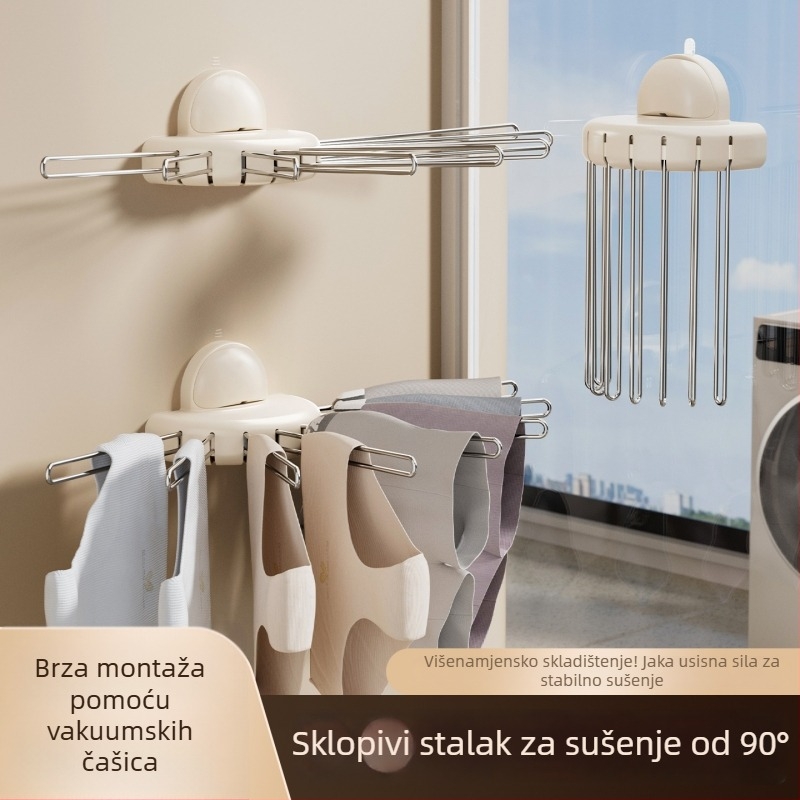 Sklopivi stalak za sušenje odjeće sa usisnim čašicama, zidni, unutarnja upotreba