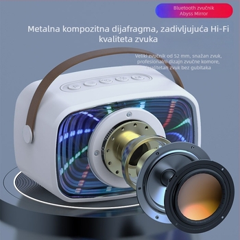 Novi W20 retro Bluetooth zvučnik s ogledalom i ambijentalnim svjetlom te učinkom lebdenja, za kuću i vani, prenosni dar