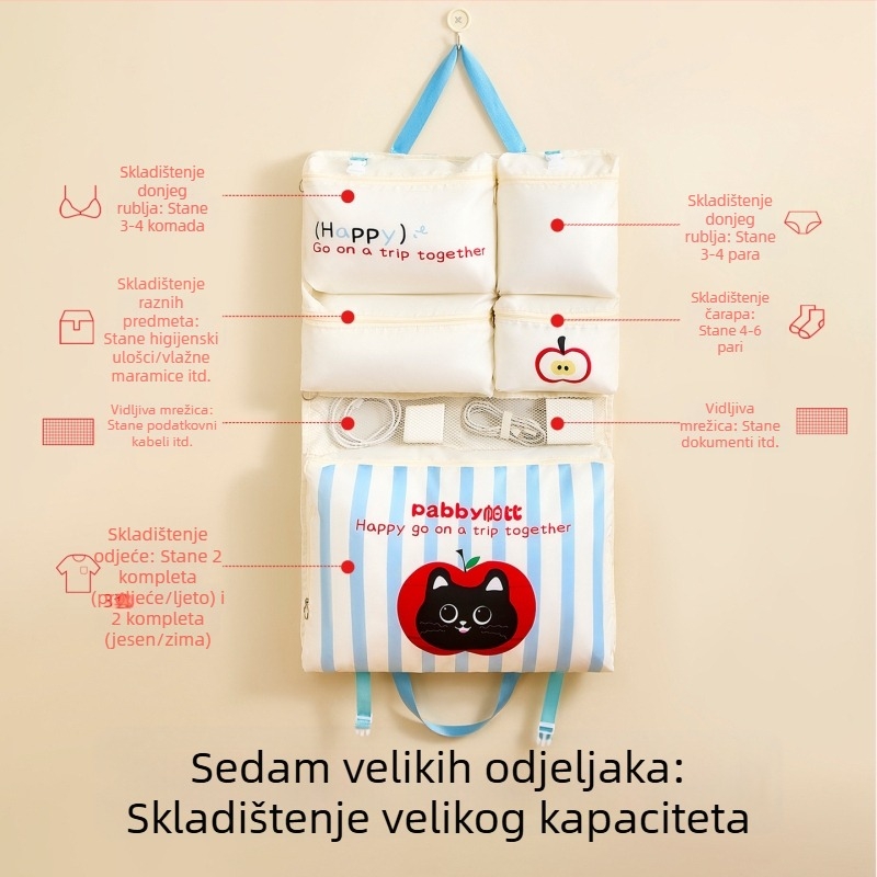 Sedam u jedan putni organizator za prtljagu s pretincima za donje rublje