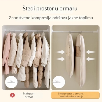Kompresivna vrećica za down jaknu s zaštitom od prašine, vakuumska navlaka s prozirnim prozorom, produženi garderob za skladištenje