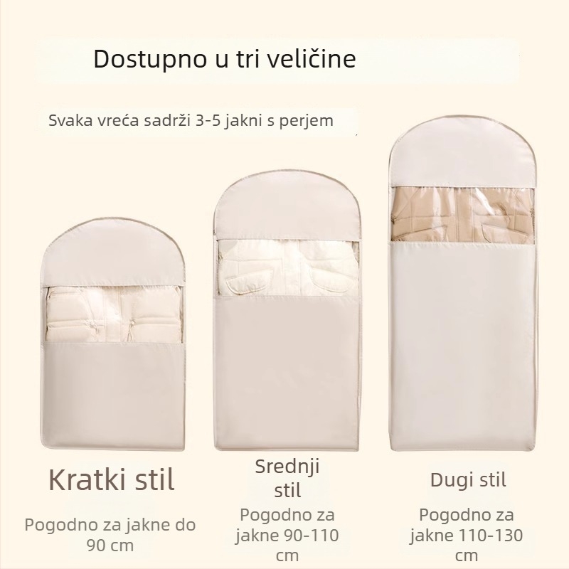 Kompresivna vrećica za down jaknu s zaštitom od prašine, vakuumska navlaka s prozirnim prozorom, produženi garderob za skladištenje
