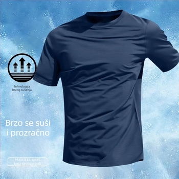 Muška majica kratkih rukava za ljeto, prozračna i brzo sušeća Ice Silk, trening i trčanje