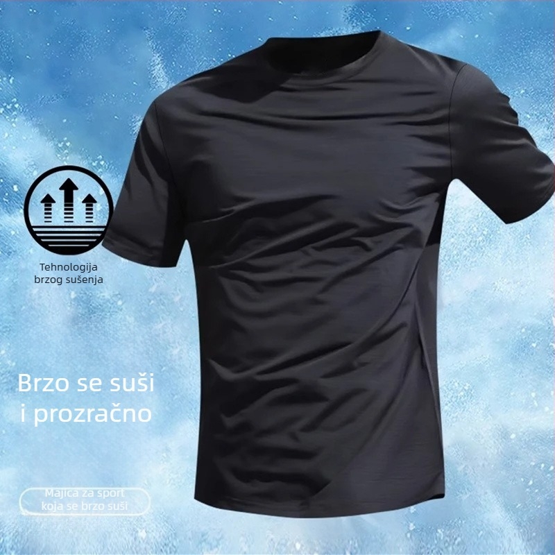 Muška majica kratkih rukava za ljeto, prozračna i brzo sušeća Ice Silk, trening i trčanje