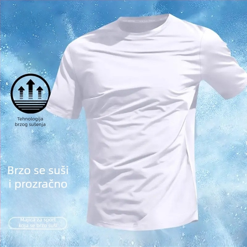 Muška majica kratkih rukava za ljeto, prozračna i brzo sušeća Ice Silk, trening i trčanje