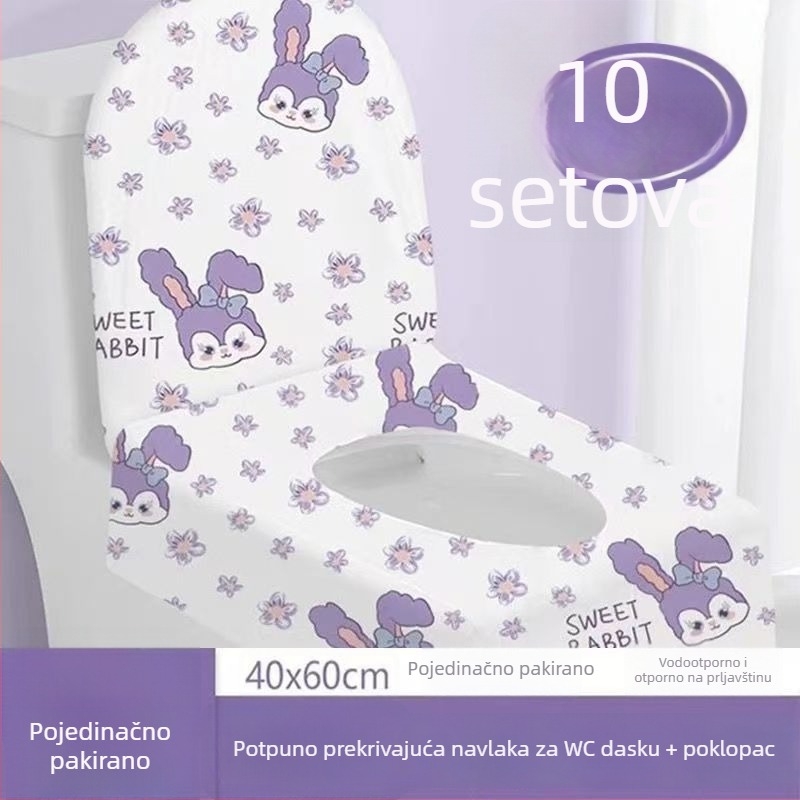 Jednokratni pokrivač za sjedalo WC-a s potpuno prekrivenim dijelom, vodootporan, za putovanja
