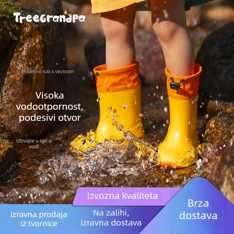 Dječje čizme za kišu, unisex, lagane, vodootporne, protuklizna potplat, za djecu 1–3 godine, srednje visine