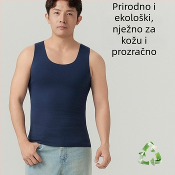 Muški termo prsluk od Lenzing Modal acetata, antibakterijski, dezodorans, upija vlagu, topao osnovni sloj ili vanjski komad, okrugli izrez
