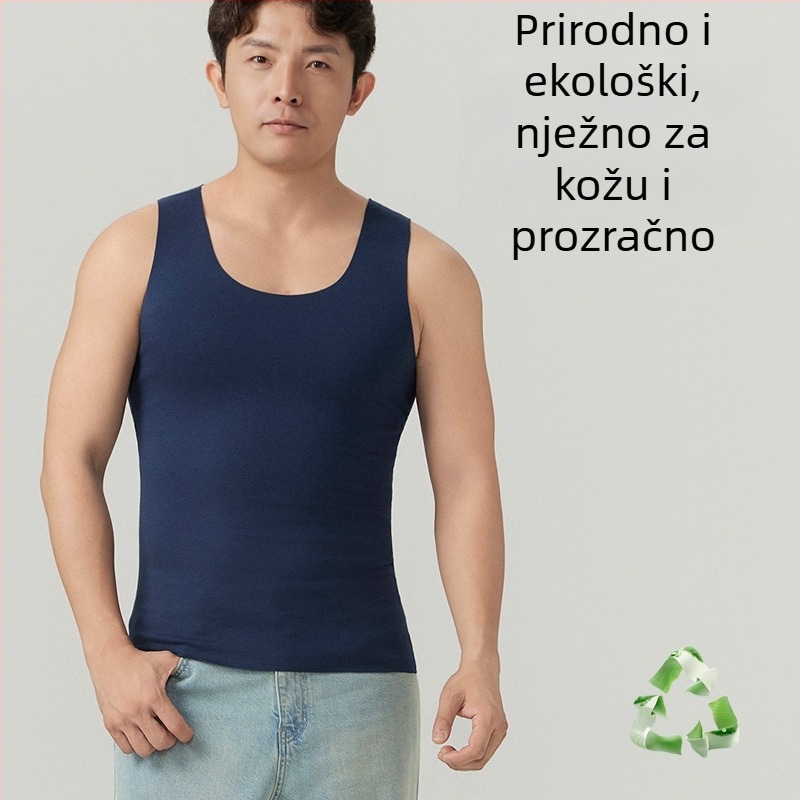 Muški termo prsluk od Lenzing Modal acetata, antibakterijski, dezodorans, upija vlagu, topao osnovni sloj ili vanjski komad, okrugli izrez